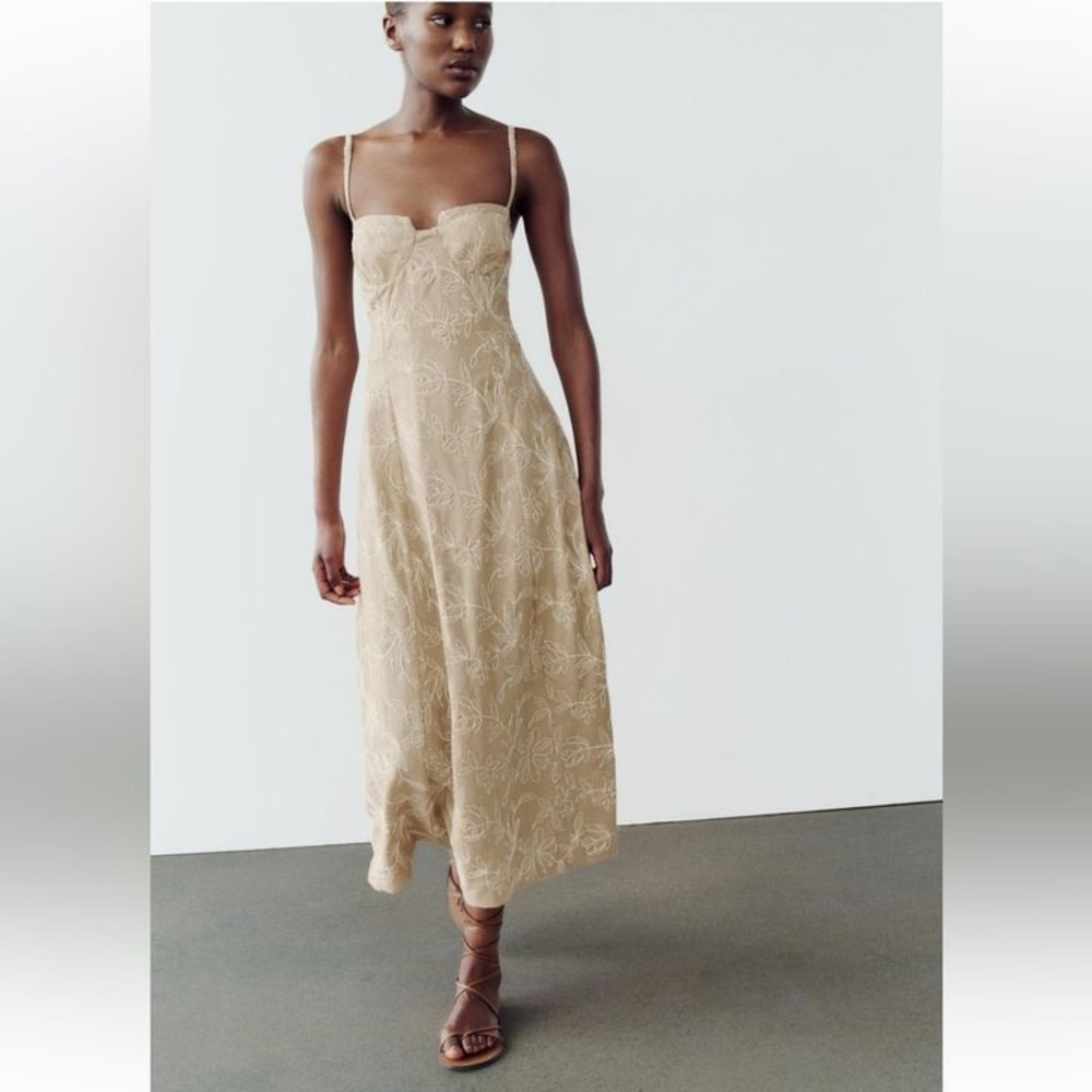 Zara Embroidery Midi Dress